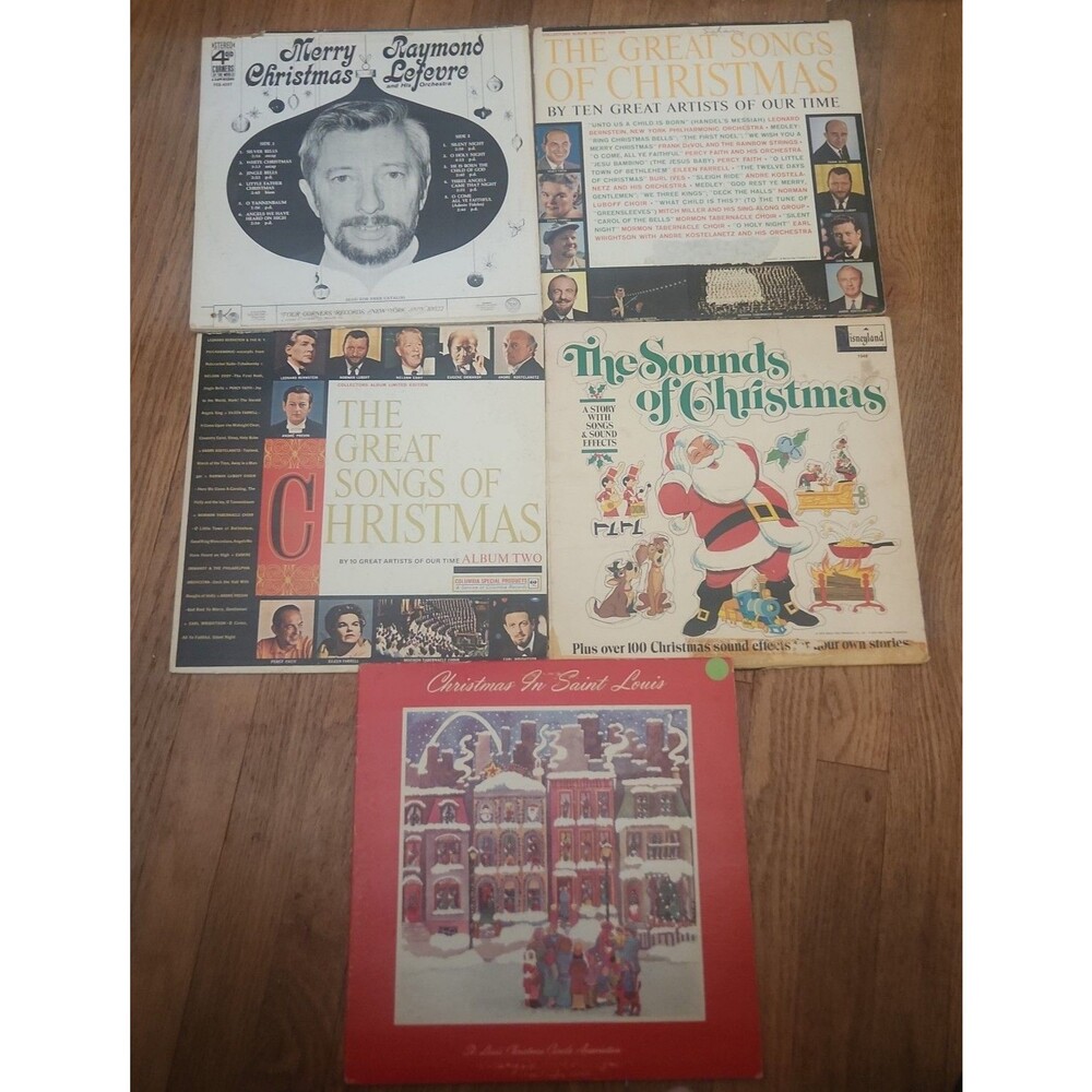 Vintage Christmas Vinyl Record Lot - Disneyland, Columbia, St. Louis LPs (5)